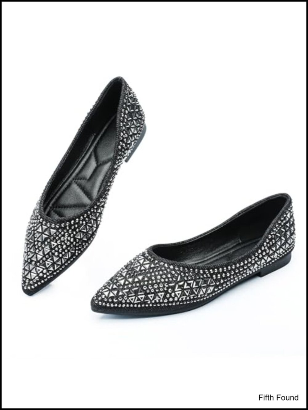 Rhinestone Pointed Toe Flats Memory Foam Comfort Slip On Women's Shoes